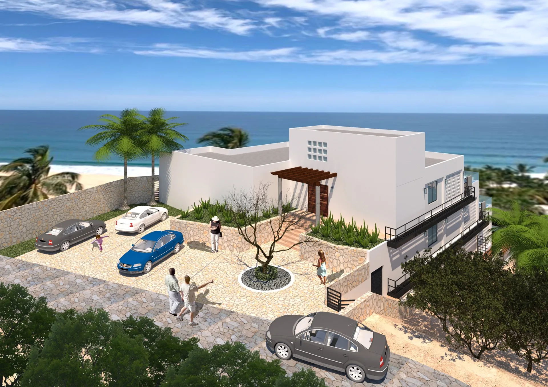 Take the elevator from parking level to the first floor. Residence One has 1,772 square feet (164 square meters) of indoor living space; three bedrooms, 3 bathrooms with patio access and partial ocean views plus one service bedroom with full bathroom.