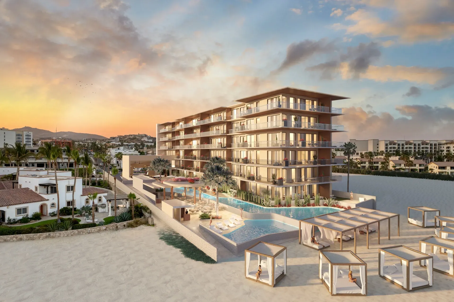 This boutique development includes 33 residential units, an exclusive lobby bar, a beach club, and a wellness spa. Serenity terraces offer so much more to relax & enjoy the breathtaking ocean views that will ensure you have found your home at Albaluz.